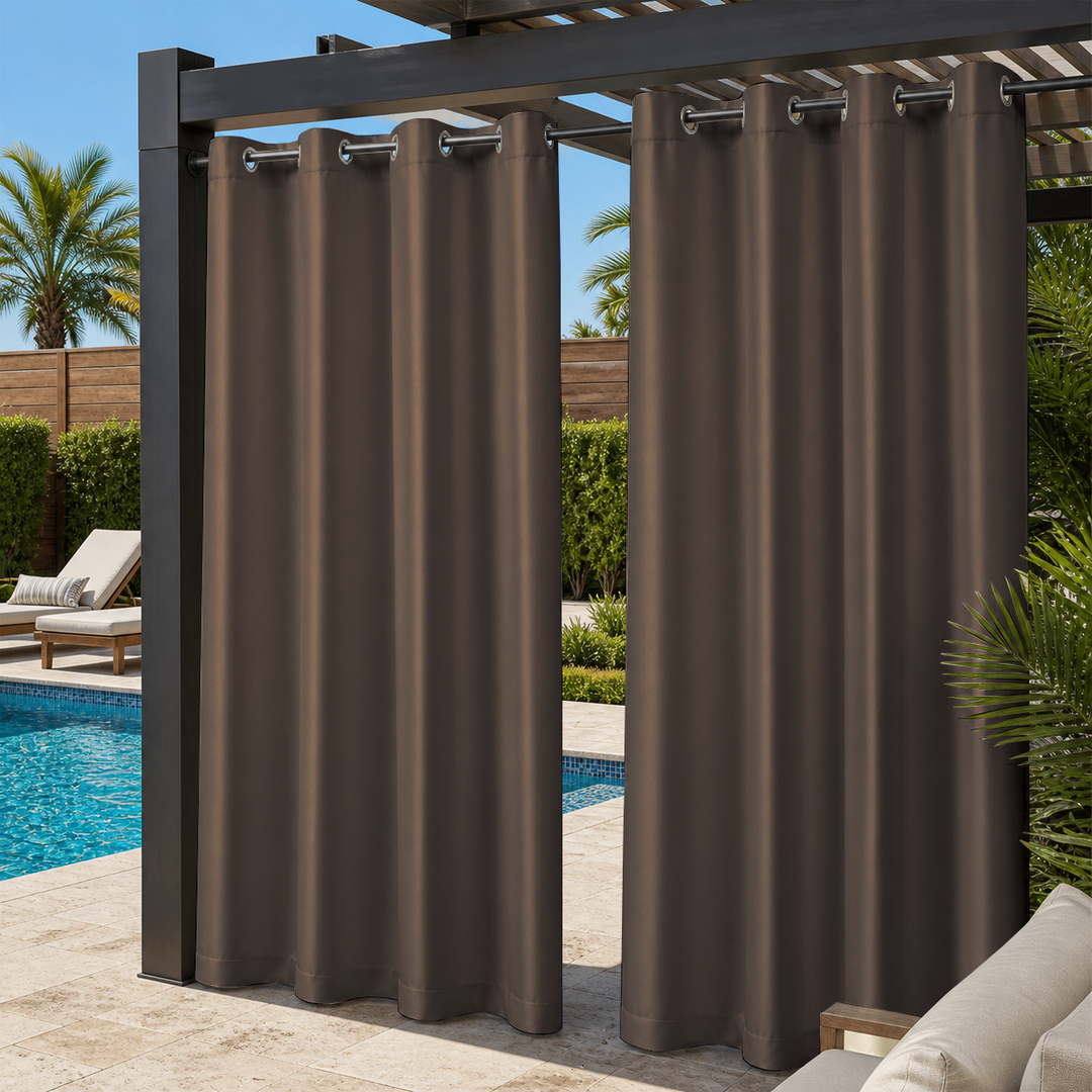 Pool Curtains With Grommets Top, Waterproof Pool Curtains, Grommets Top Pool Curtains, 1 Pcs