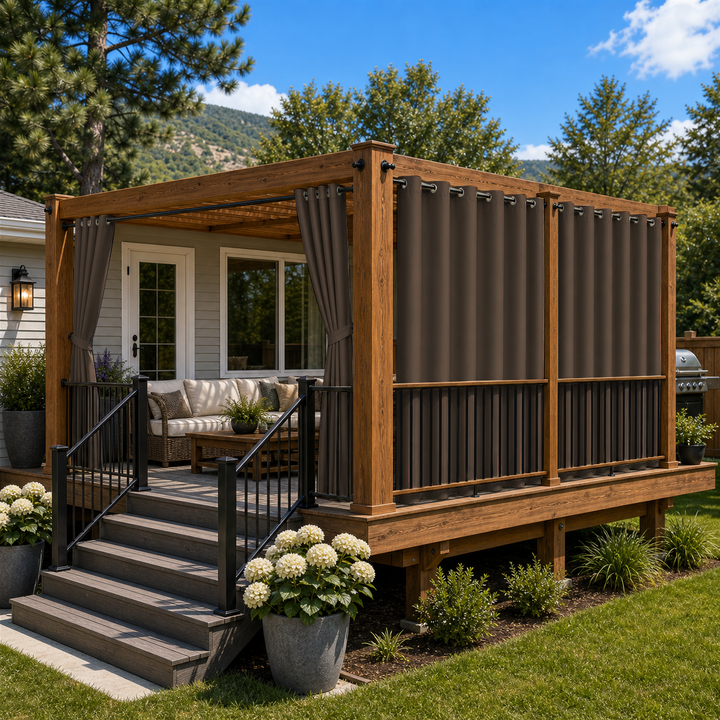Deck Curtains With Grommets Top, Waterproof Deck Curtains, Grommets Top Deck Curtains, 1 Pcs