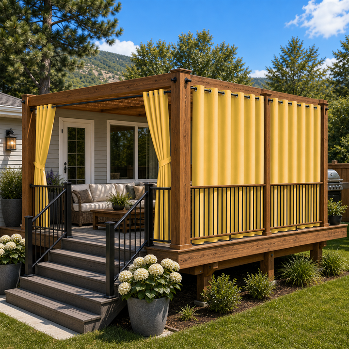 Deck Curtains With Grommets Top, Waterproof Deck Curtains, Grommets Top Deck Curtains, 1 Pcs