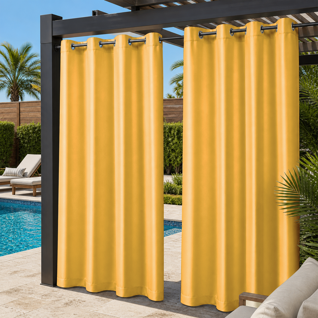 Pool Curtains With Grommets Top, Waterproof Pool Curtains, Grommets Top Pool Curtains, 1 Pcs