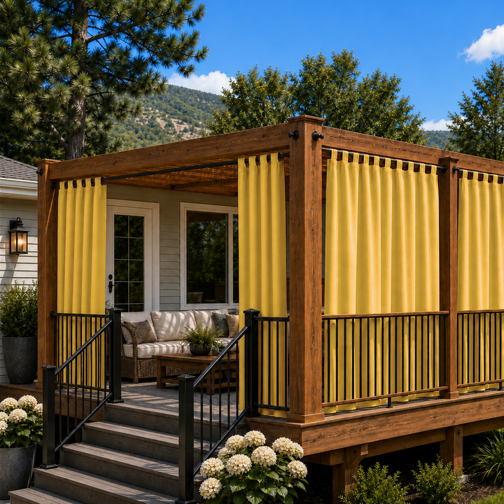 Deck Curtains With Velcro Tab Top, Outdoor Deck Curtains, Waterproof Velcro Tab Top Deck Curtains, 1 Pcs