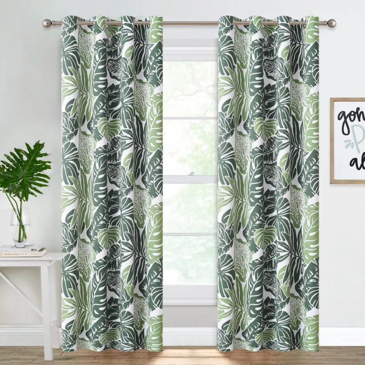 Suchoutdoor Printing Flame Retardant Curtains, Grommet Top Silver, for Schools/Hospitals/Houses, 1 Panel