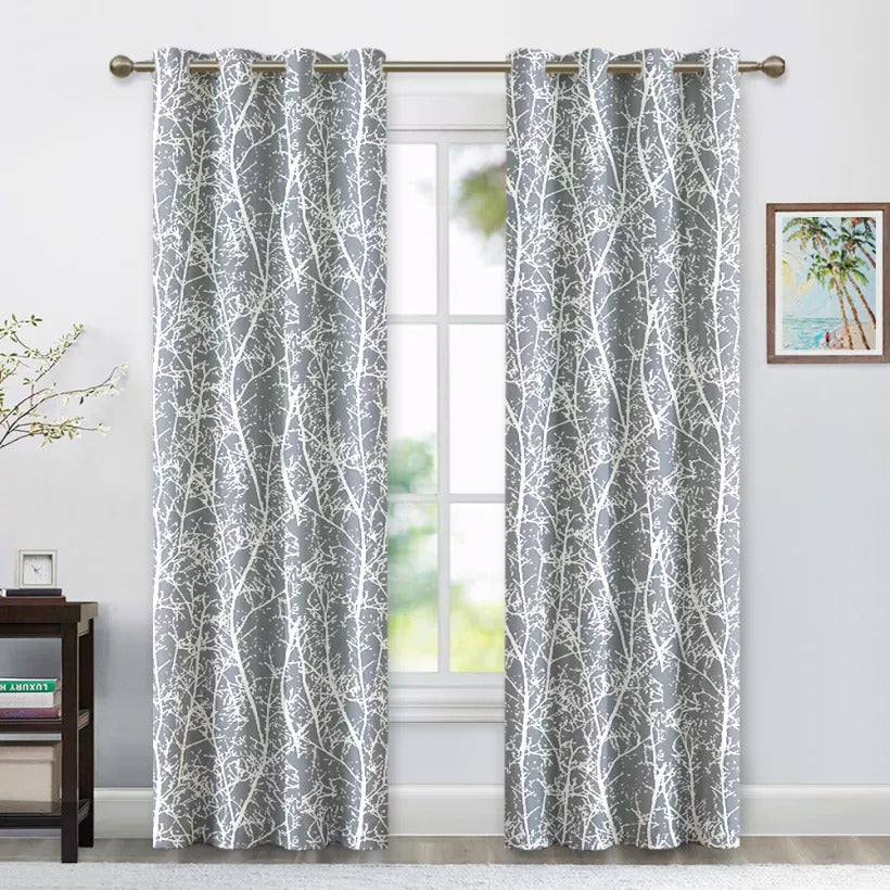 Floral Outdoor Waterproof Grommet Top Curtains, 1 Panel