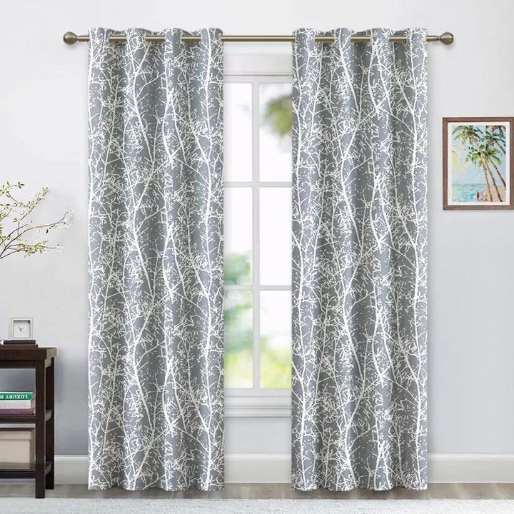 Floral Outdoor Waterproof Grommet Top Curtains, 1 Panel