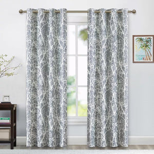 Floral Outdoor Waterproof Grommet Top Curtains, 1 Panel