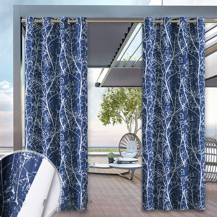 Floral Outdoor Waterproof Grommet Top Curtains, 1 Panel