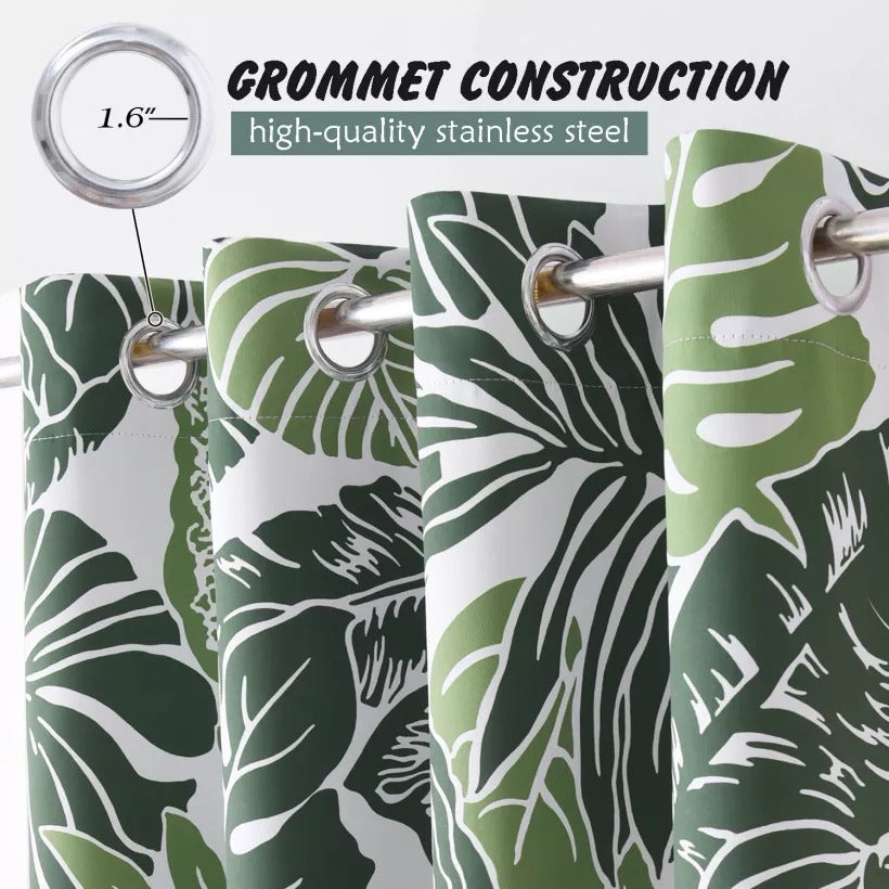 Suchoutdoor Printing Flame Retardant Curtains, Grommet Top Silver, for Schools/Hospitals/Houses, 1 Panel