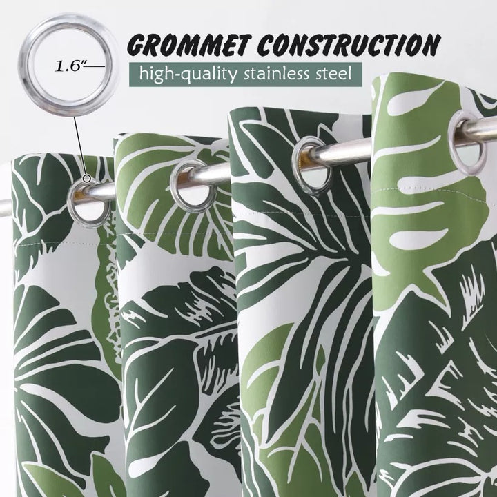 Suchoutdoor Printing Flame Retardant Curtains, Grommet Top Silver, for Schools/Hospitals/Houses, 1 Panel
