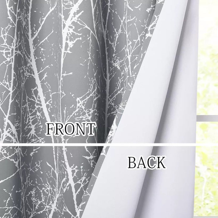 Suchoutdoor Printing Flame Retardant Curtains, Grommet Top Silver, for Schools/Hospitals/Houses, 1 Panel