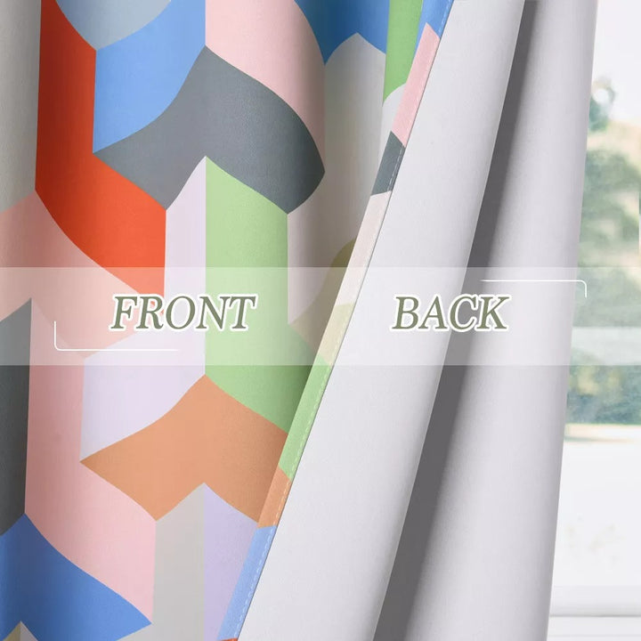 Suchoutdoor Printing Flame Retardant Curtains, Grommet Top Silver, for Schools/Hospitals/Houses, 1 Panel