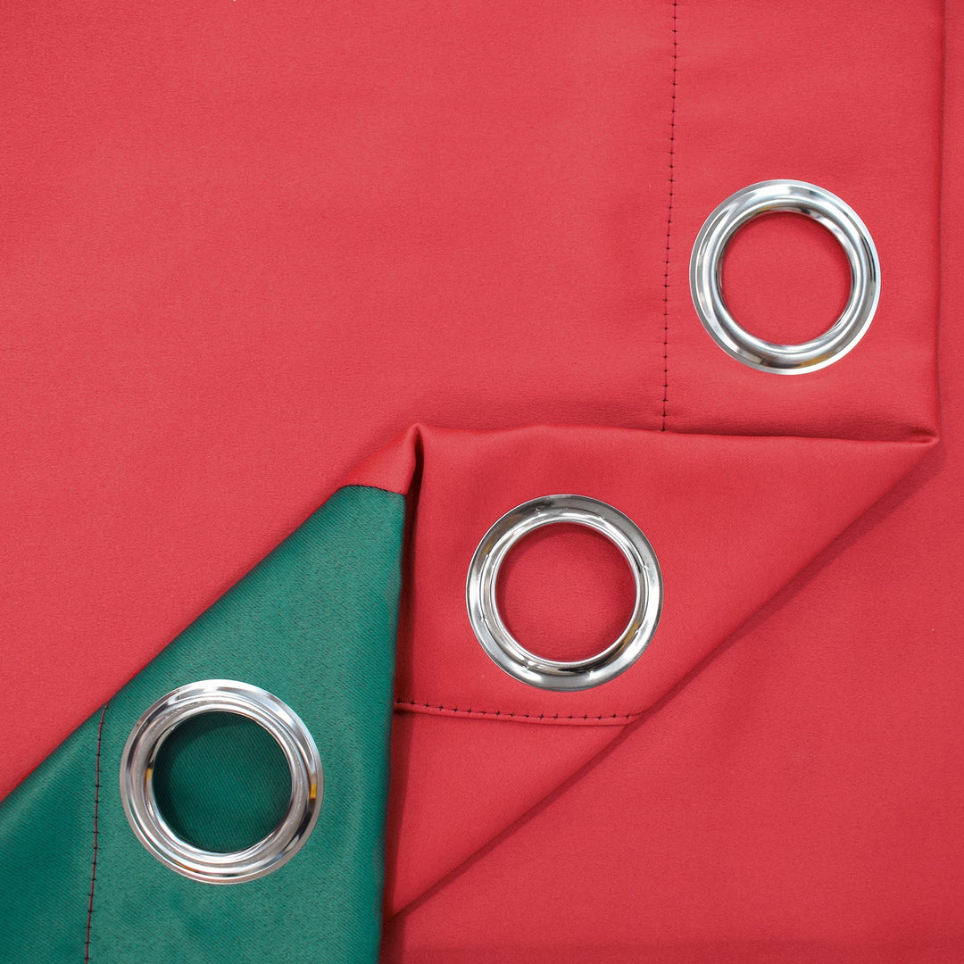Indoor Grommet Top Curtains, Christmas Curtains, Red &amp; Green Stitching Color Curtains, Indoor Christmas Curtains,2 Pcs
