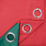 Indoor Grommet Top Curtains, Christmas Curtains, Red & Green Stitching Color Curtains, Indoor Christmas Curtains,2 Pcs