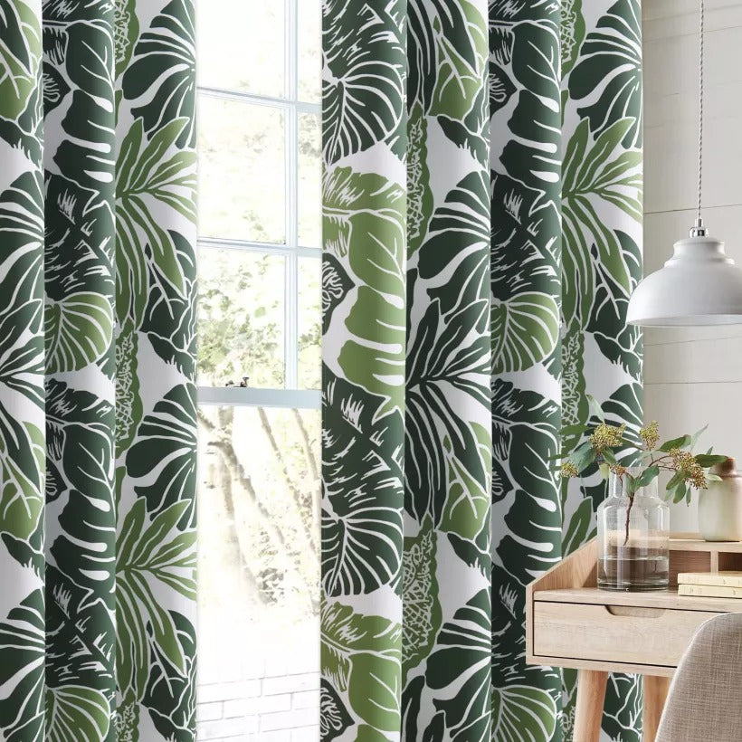 Suchoutdoor Printing Flame Retardant Curtains, Grommet Top Silver, for Schools/Hospitals/Houses, 1 Panel