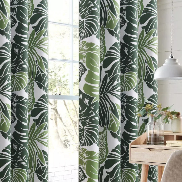 Suchoutdoor Printing Flame Retardant Curtains, Grommet Top Silver, for Schools/Hospitals/Houses, 1 Panel