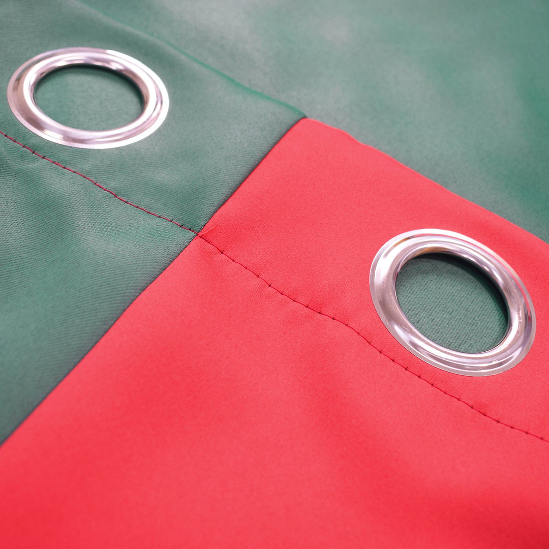 Indoor Grommet Top Curtains, Christmas Curtains, Red &amp; Green Stitching Color Curtains, Indoor Christmas Curtains,2 Pcs