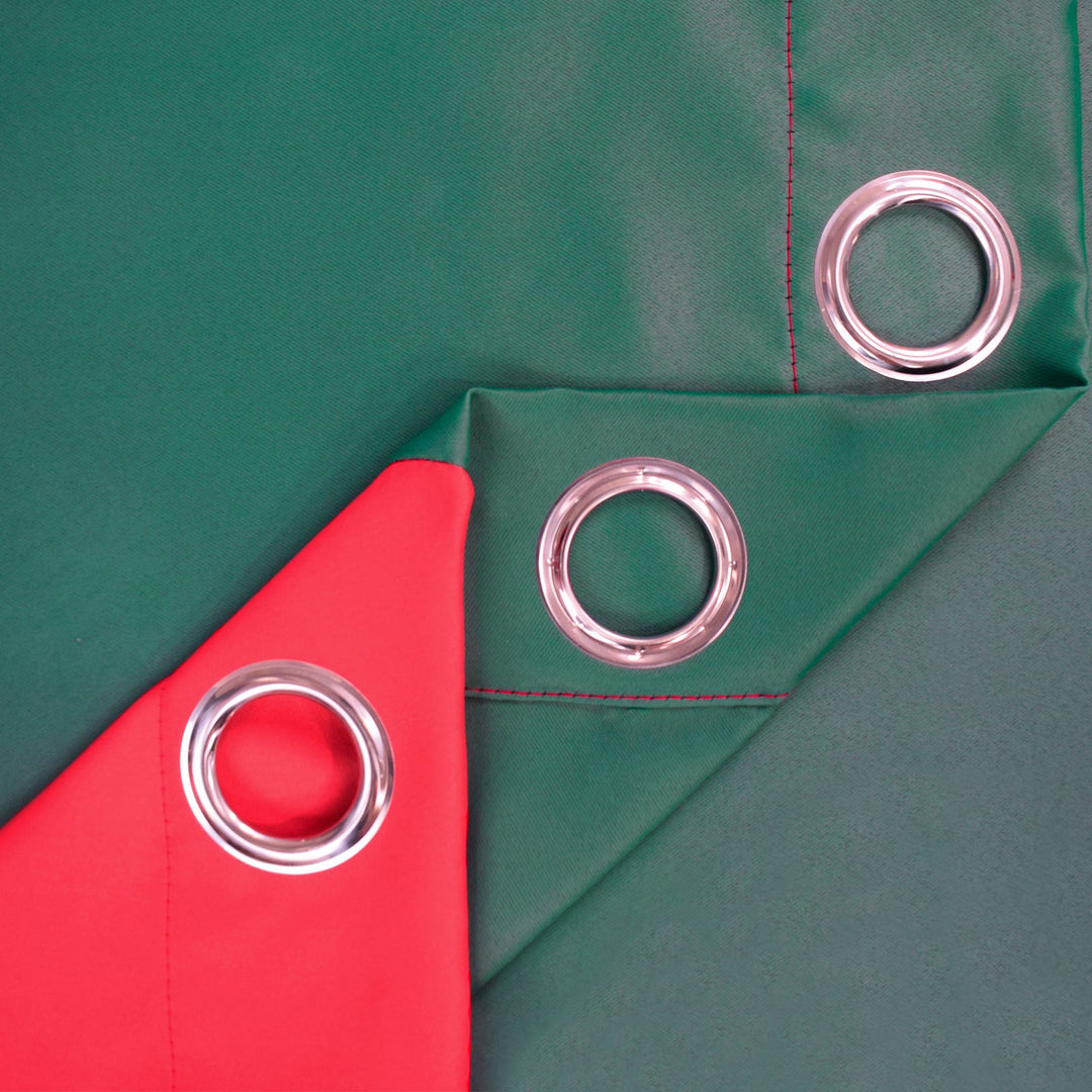 Indoor Grommet Top Curtains, Christmas Curtains, Red &amp; Green Stitching Color Curtains, Indoor Christmas Curtains,2 Pcs