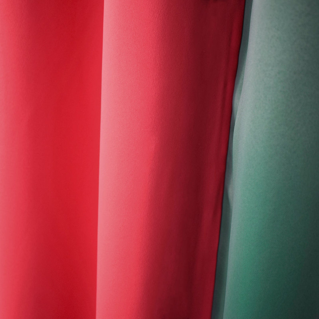 Indoor Grommet Top Curtains, Christmas Curtains, Red &amp; Green Stitching Color Curtains, Indoor Christmas Curtains,2 Pcs