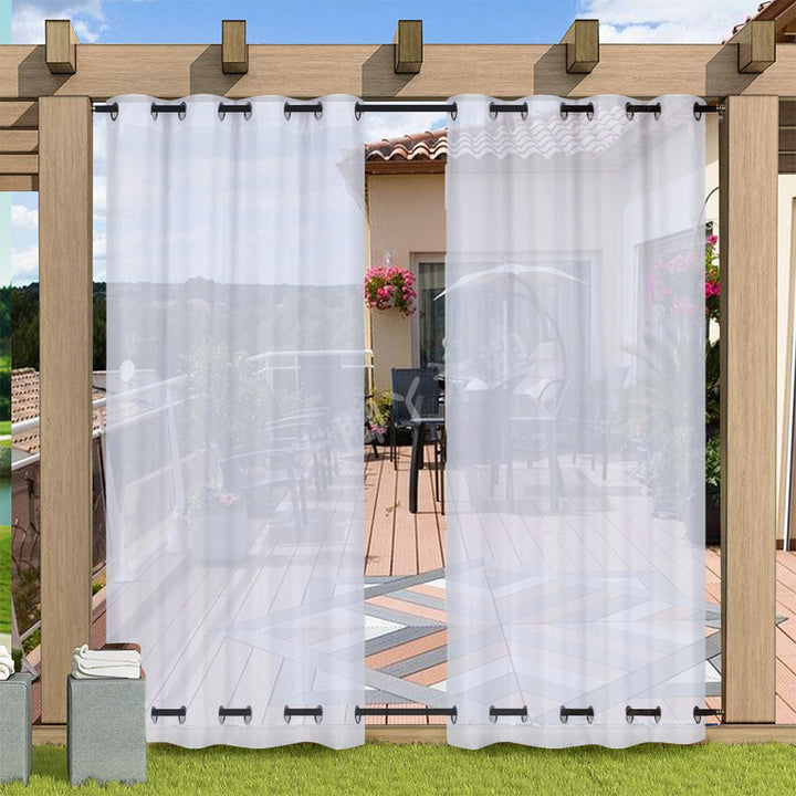 Suchoutdoor Outdoor Waterproof Curtains Sheer, Top Bottom Grommet, for Porch/Pavilion/Patio, 1 Panel