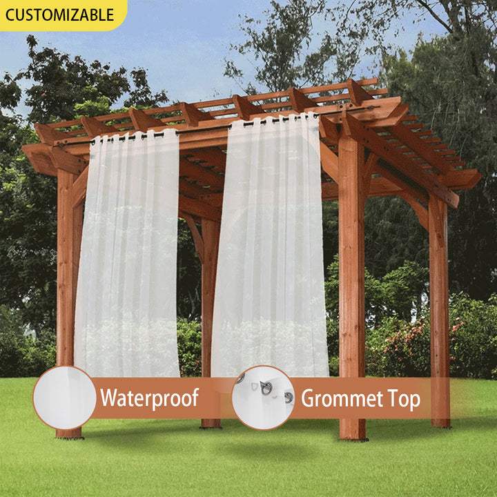 Suchoutdoor Outdoor Waterproof Curtains Sheer, Grommet Top Silver, for Porch/Pavilion/Patio, 1 Panel