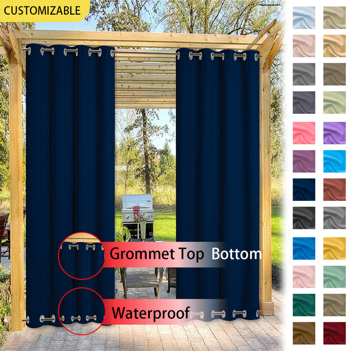 Suchoutdoor Outdoor Waterproof Curtains, Top Bottom Grommet, for Porch/Pavilion/Patio, 1 Panel