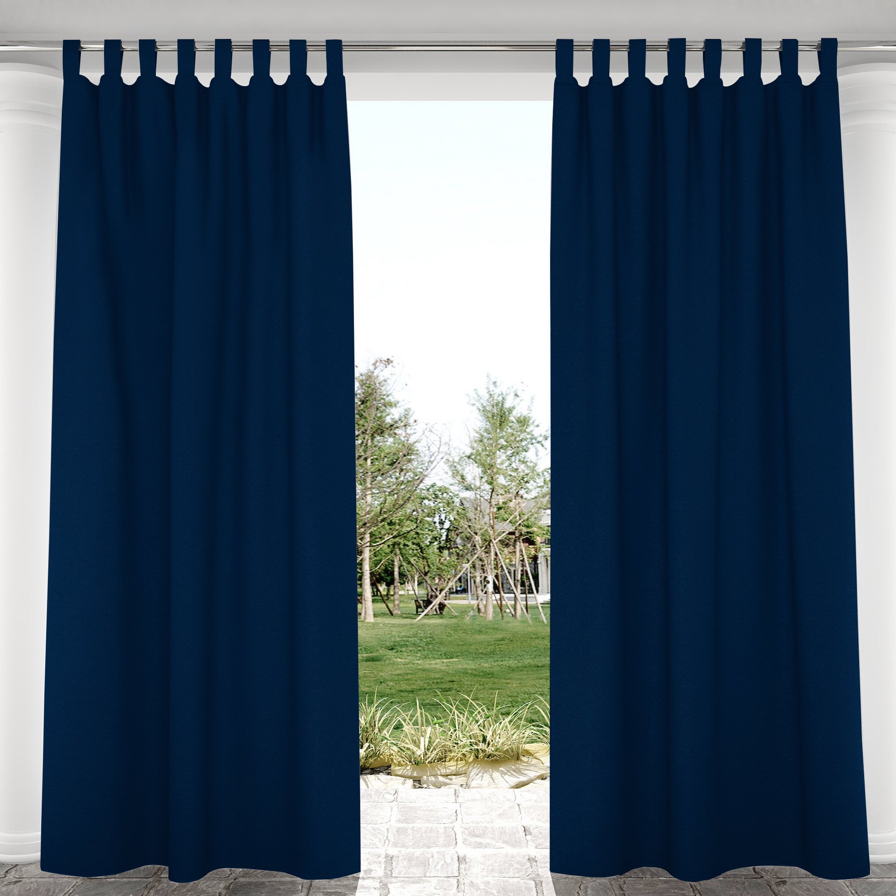 Dark Blue Velcro Window Curtain Panel