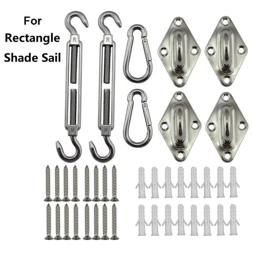 Sun shade sail hardware accessories, metal accessories for shade sail dedicated