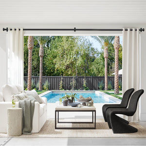 Curtain Rods 168" to 240" / 144" to 168" Adjustable, 1 Inch Diameter Curtain Rods, Black Outdoor Curtain Rod, Hanging Curtain Rod with Brackets