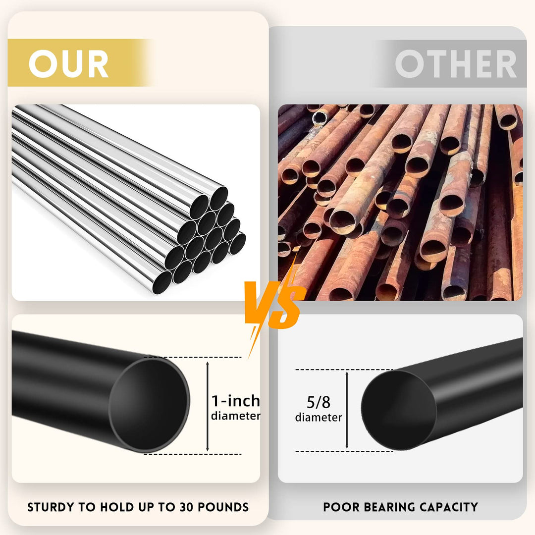 Curtain Rods 168" to 240" / 144" to 168" Adjustable, 1 Inch Diameter Curtain Rods, Black Outdoor Curtain Rod, Hanging Curtain Rod with Brackets
