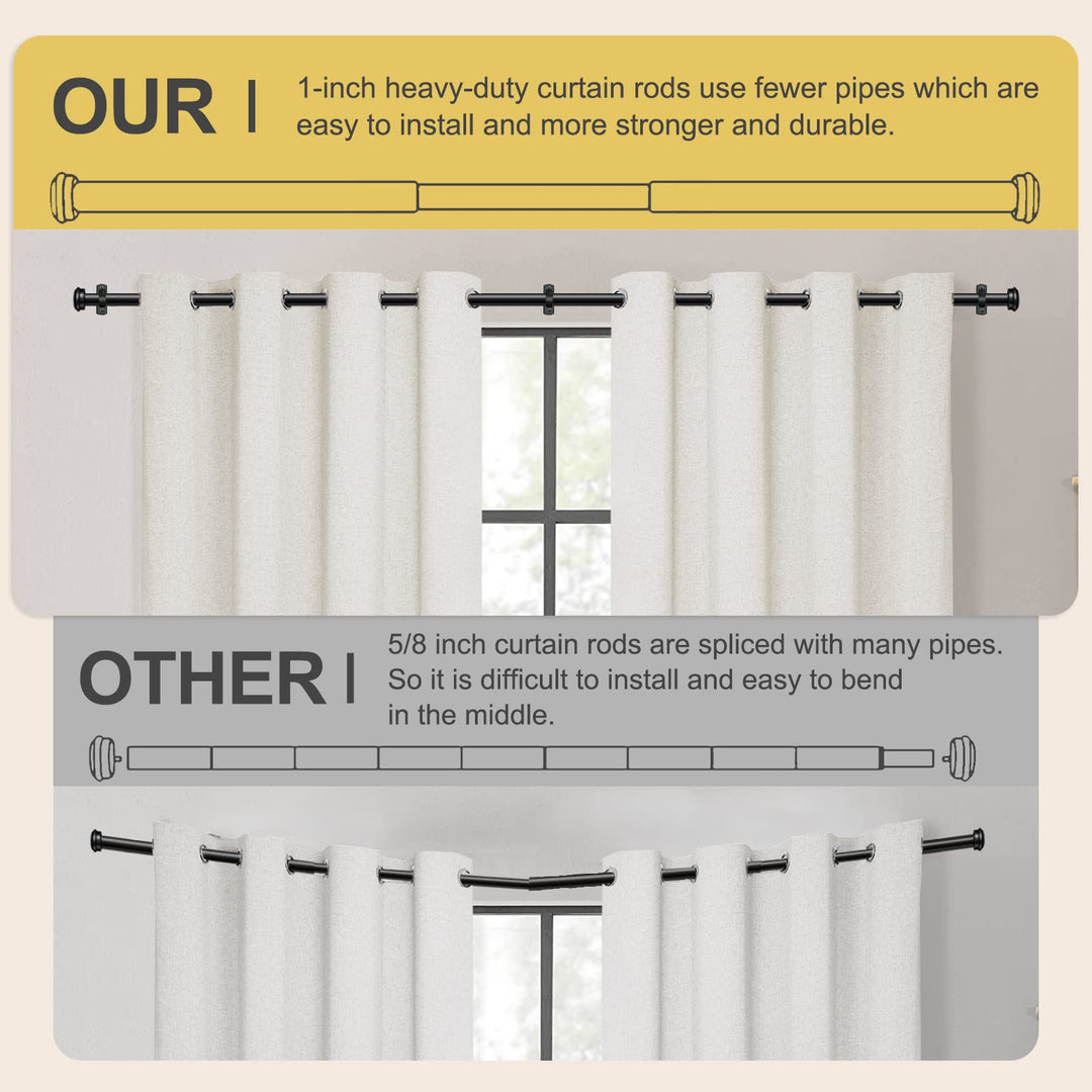 Curtain Rods 168" to 240" / 144" to 168" Adjustable, 1 Inch Diameter Curtain Rods, Black Outdoor Curtain Rod, Hanging Curtain Rod with Brackets