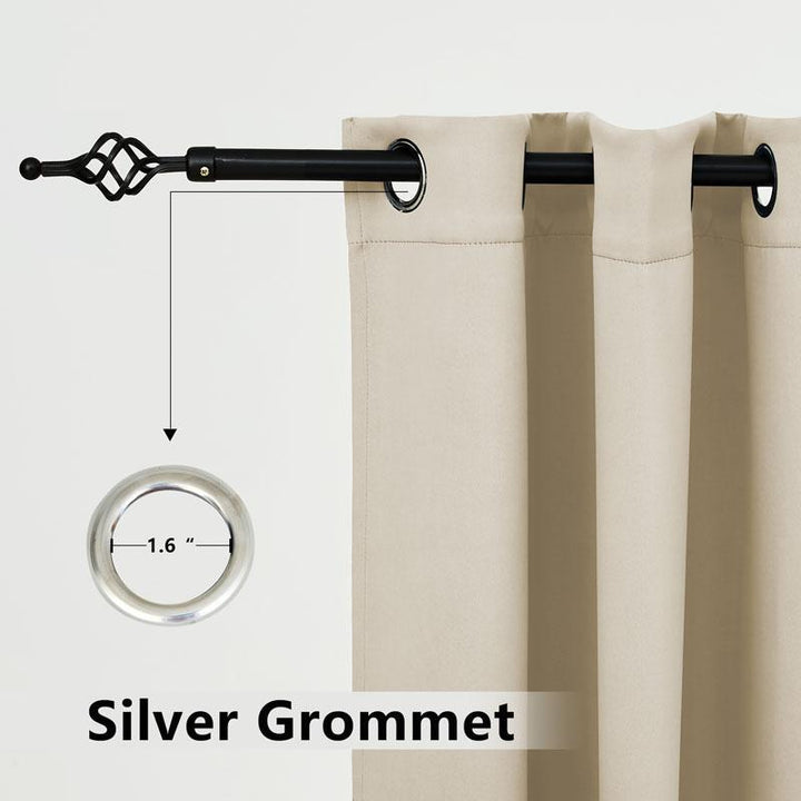 Suchoutdoor Outdoor Waterproof Curtains, Top Bottom Grommet, for Porch/Pavilion/Patio, 1 Panel