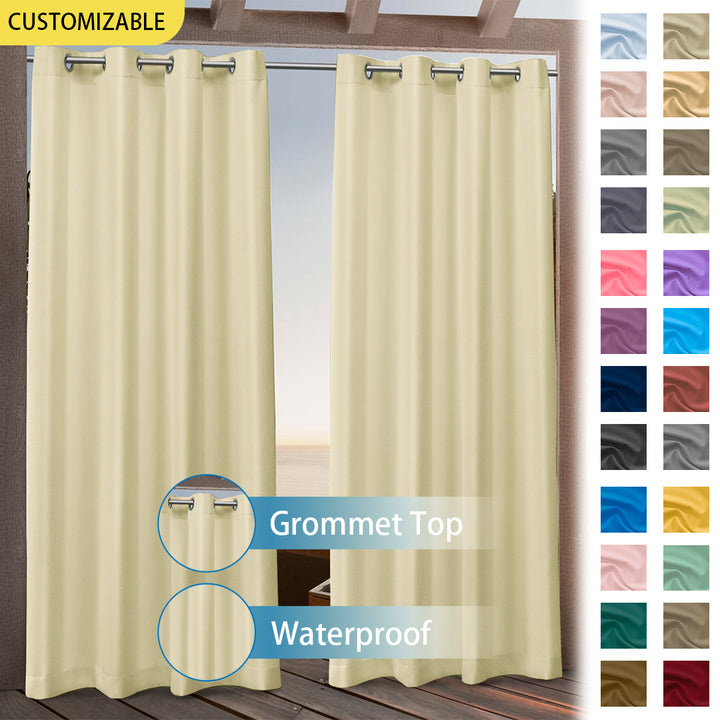 Suchoutdoor Outdoor Waterproof Curtains, Grommet Top Silver, for Porch/Pavilion/Patio, 1 Panel