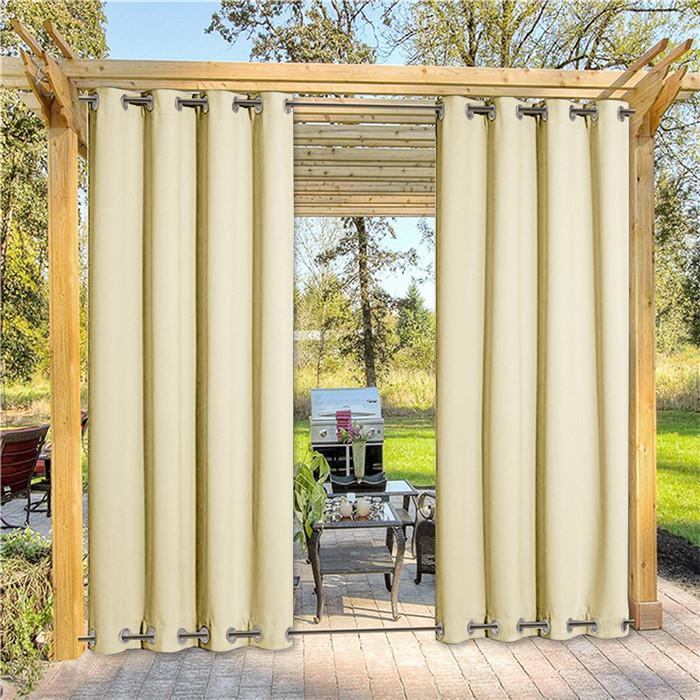 Suchoutdoor Outdoor Waterproof Curtains, Top Bottom Grommet, for Porch/Pavilion/Patio, 1 Panel