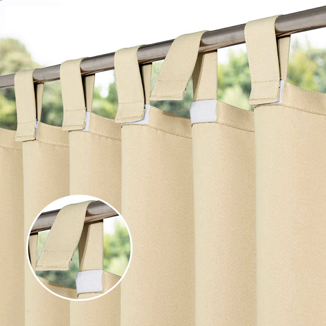Macochico Outdoor Velcro Tab Top Curtains Panels Beige 52W x 84L Thermal  Insulated Privacy Protection Lightproof Water Repellent Blackout Drapes for
