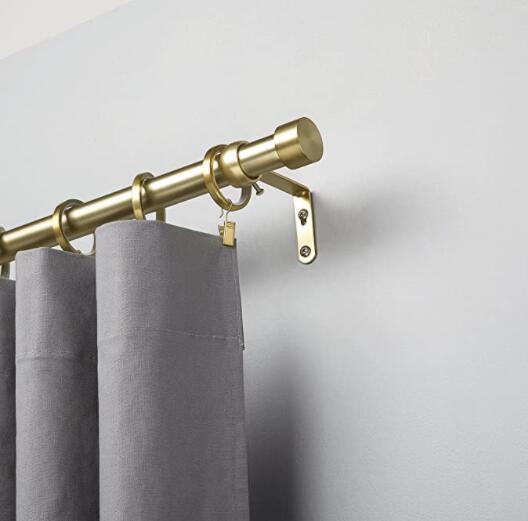 Curtain Rod 120" to 180" Adjustable, Black Curtain Rod Includes 2 Matching Finials, Brackets &amp; Hardware, 1 Inch Diameter Curtain Rod