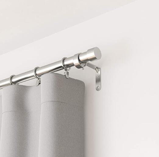 Curtain Rod 120" to 180" Adjustable, Black Curtain Rod Includes 2 Matching Finials, Brackets &amp; Hardware, 1 Inch Diameter Curtain Rod