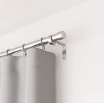 Curtain Rod 120" to 180" Adjustable, Black Curtain Rod Includes 2 Matching Finials, Brackets & Hardware, 1 Inch Diameter Curtain Rod