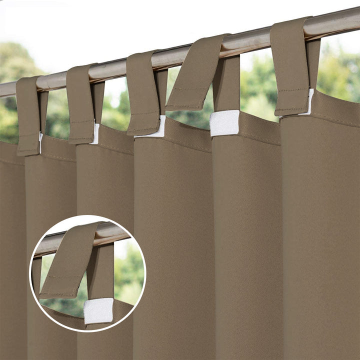 Suchoutdoor Outdoor Waterproof Curtains, Velcro Tab Top, for Porch/Pavilion/Patio, 1 Panel