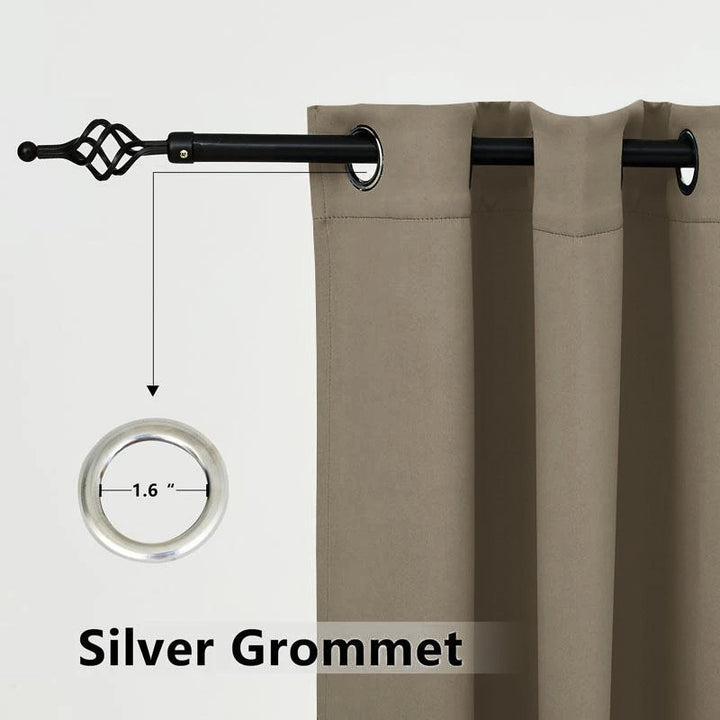 Suchoutdoor Outdoor Waterproof Curtains, Top Bottom Grommet, for Porch/Pavilion/Patio, 1 Panel