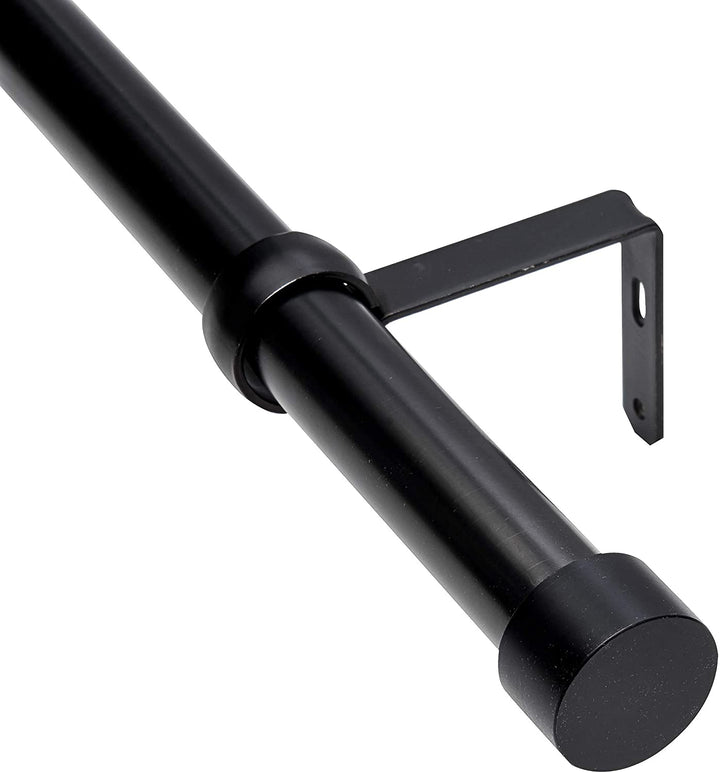 Curtain Rod 120" to 180" Adjustable, Black Curtain Rod Includes 2 Matching Finials, Brackets &amp; Hardware, 1 Inch Diameter Curtain Rod