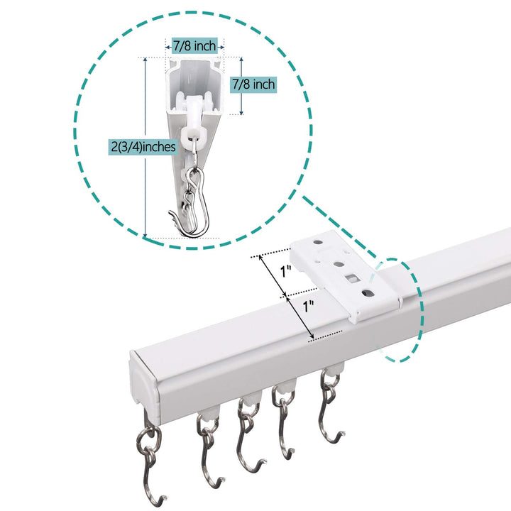 Curtain Track, Wall Mount Curtain Track, Room Divider Ceiling Track, Large Size, White