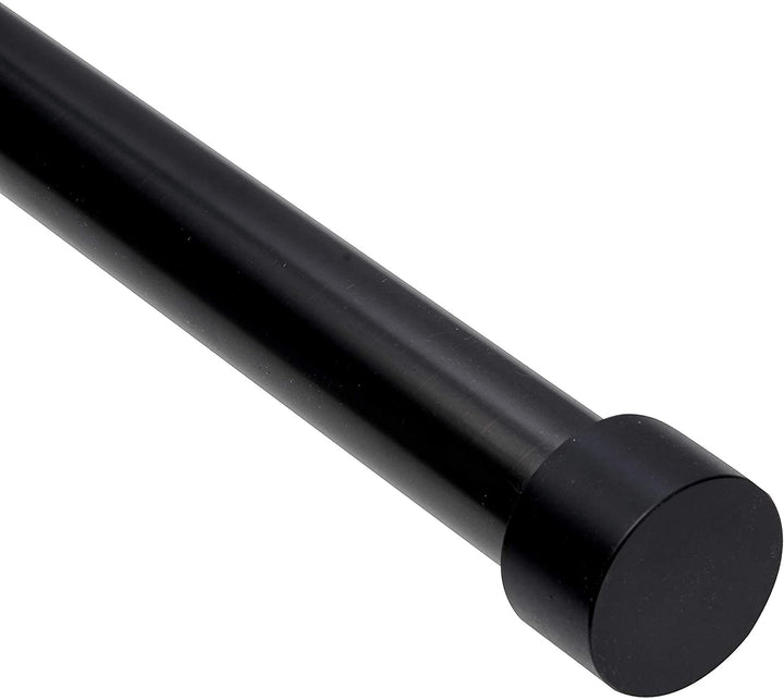 Curtain Rod 120" to 180" Adjustable, Black Curtain Rod Includes 2 Matching Finials, Brackets &amp; Hardware, 1 Inch Diameter Curtain Rod