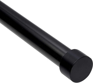 Curtain Rod 120" to 180" Adjustable, Black Curtain Rod Includes 2 Matching Finials, Brackets & Hardware, 1 Inch Diameter Curtain Rod