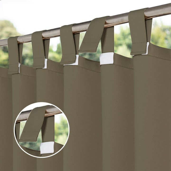 Suchoutdoor Outdoor Waterproof Curtains, Velcro Tab Top, for Porch/Pavilion/Patio, 1 Panel