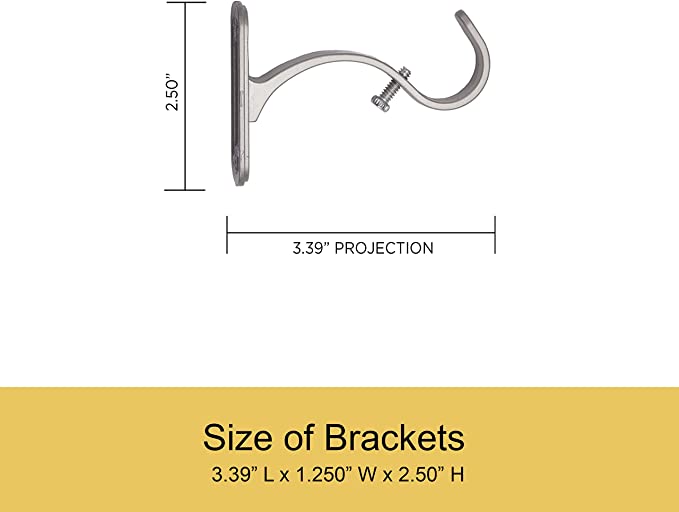 Curtain Rod 37" to 72" / 72” to 144” Adjustable, 1 Inch Diameter Curtain Rods, Black Or Brushed Nickel Adjustable Curtain Rod