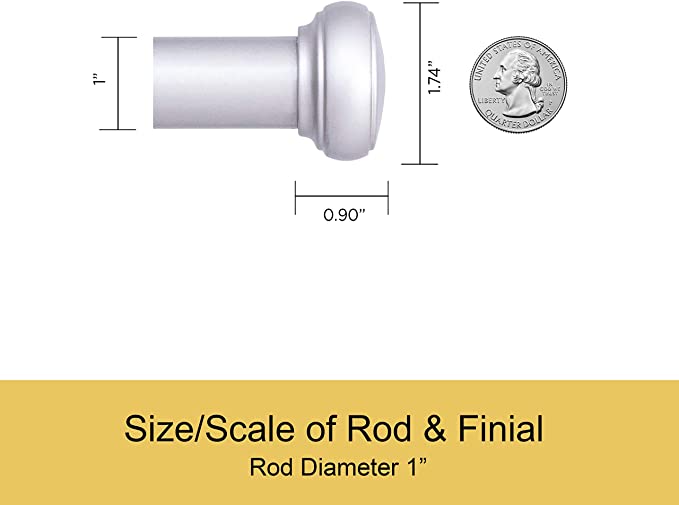 Curtain Rod 37" to 72" / 72” to 144” Adjustable, 1 Inch Diameter Curtain Rods, Black Or Brushed Nickel Adjustable Curtain Rod