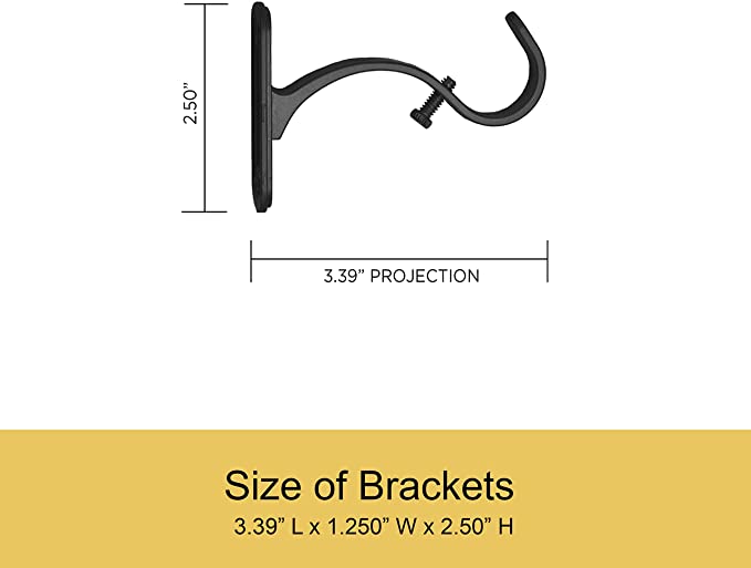 Curtain Rod 37" to 72" / 72” to 144” Adjustable, 1 Inch Diameter Curtain Rods, Black Or Brushed Nickel Adjustable Curtain Rod