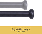 Curtain Rod 37" to 72" / 72” to 144” Adjustable, 1 Inch Diameter Curtain Rods, Black Or Brushed Nickel Adjustable Curtain Rod