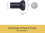 Curtain Rod 37" to 72" / 72” to 144” Adjustable, 1 Inch Diameter Curtain Rods, Black Or Brushed Nickel Adjustable Curtain Rod
