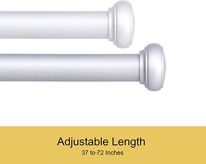 Curtain Rod 37" to 72" / 72” to 144” Adjustable, 1 Inch Diameter Curtain Rods, Black Or Brushed Nickel Adjustable Curtain Rod