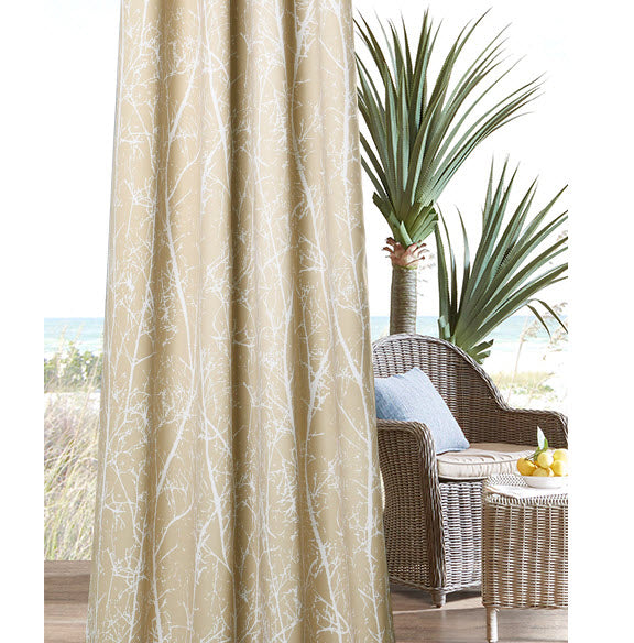 Floral Outdoor Waterproof Grommet Top Curtains, 1 Panel